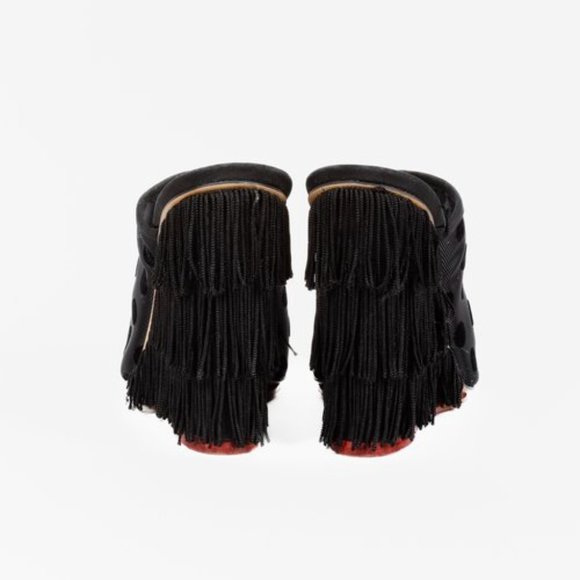 Charlotte Olympia Black Polka Dot Fringe Wedges - Picture 3 of 9